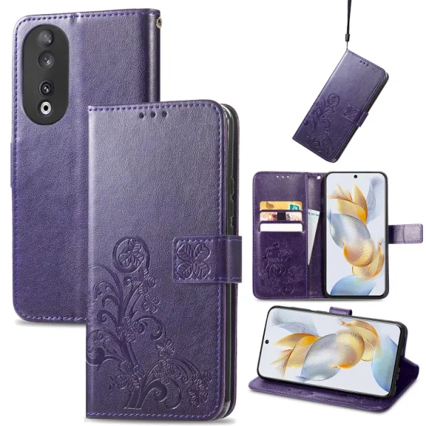 ART FLOWERS Peňaženkový kryt Honor 90 5G fialový