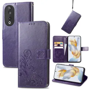 ART FLOWERS Peňaženkový kryt Honor 90 5G fialový