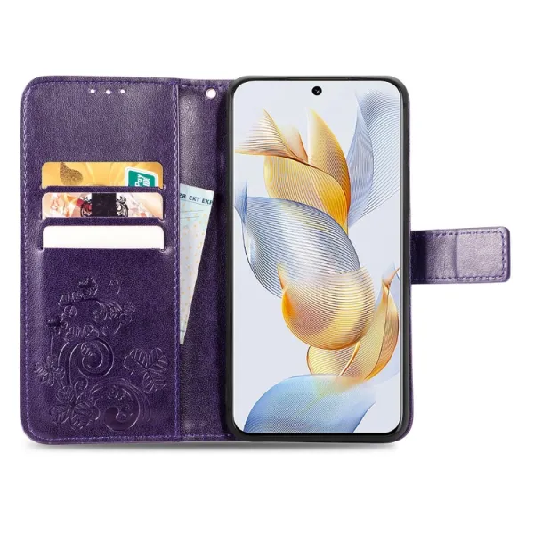ART FLOWERS Peňaženkový kryt Honor 90 5G fialový