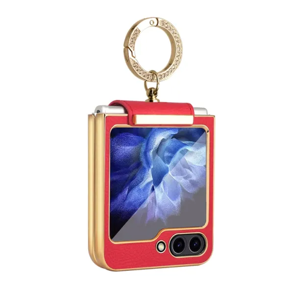 LEATHER Kryt s držiakom Samsung Galaxy Z Flip5 5G červený