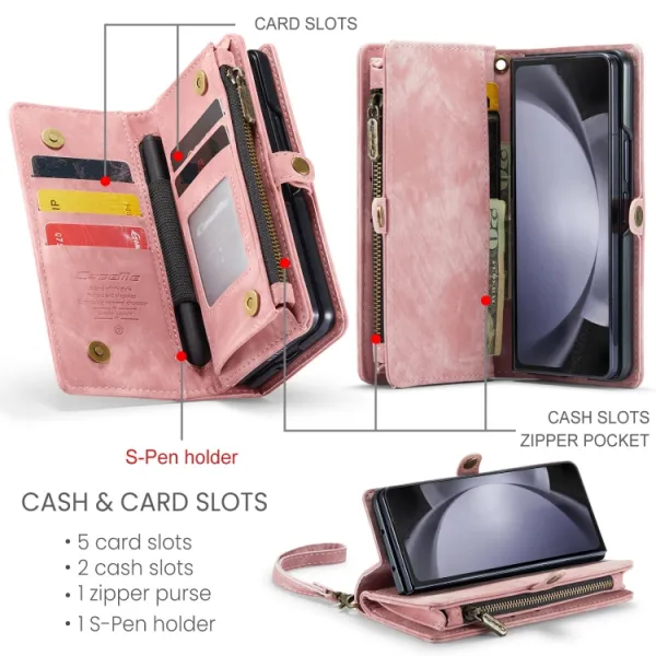 WALLET Ochranný kryt s peňaženkou 2v1 pre Samsung Galaxy Z Fold5 5G ružový