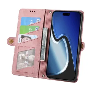 GEOM Peňaženkové puzdro pre Apple iPhone 15 Plus ružové