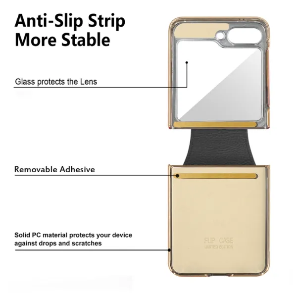 LEATHER Kryt s držiakom Samsung Galaxy Z Flip5 5G ružový