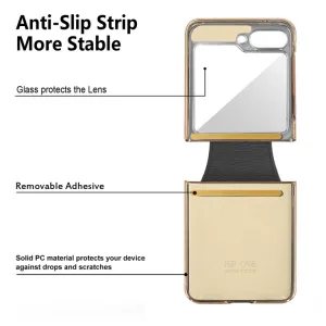 LEATHER Kryt s držiakom Samsung Galaxy Z Flip5 5G ružový