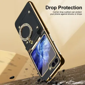 LEATHER Kryt s držiakom Samsung Galaxy Z Flip5 5G ružový