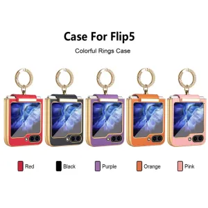 LEATHER Kryt s držiakom Samsung Galaxy Z Flip5 5G ružový