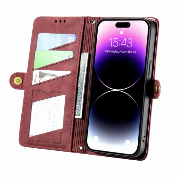 GEOM Peňaženkové puzdro pre Apple iPhone 14 Plus červené