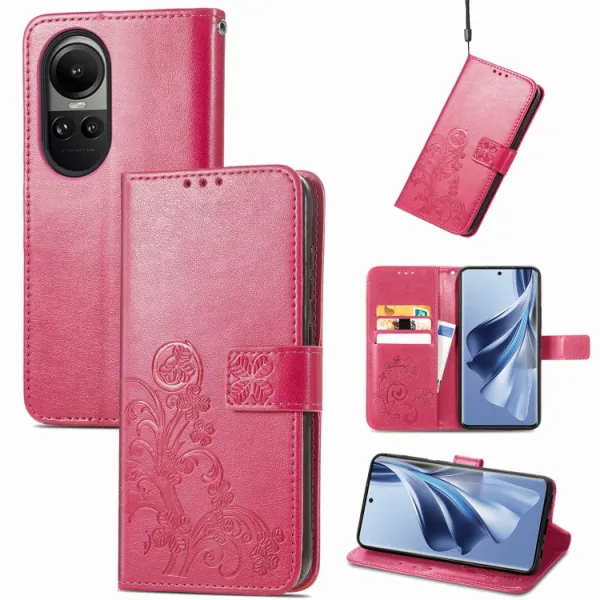 ART FLOWERS Peňaženkový kryt Oppo Reno10 5G / Reno 10 Pro 5G tmavoružový