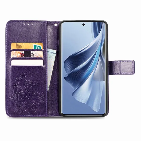 ART FLOWERS Peňaženkový kryt Oppo Reno10 5G / Reno 10 Pro 5G fialový