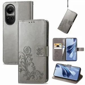 ART FLOWERS Peňaženkový kryt Oppo Reno10 5G / Reno 10 Pro 5G šedý