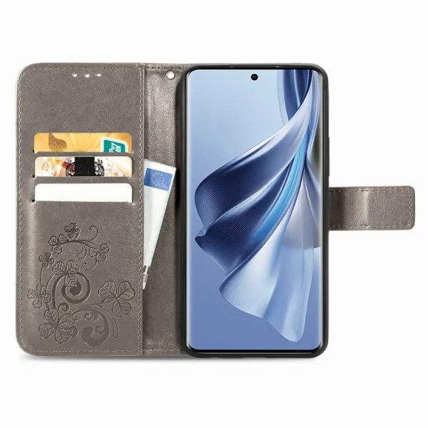 ART FLOWERS Peňaženkový kryt Oppo Reno10 5G / Reno 10 Pro 5G šedý