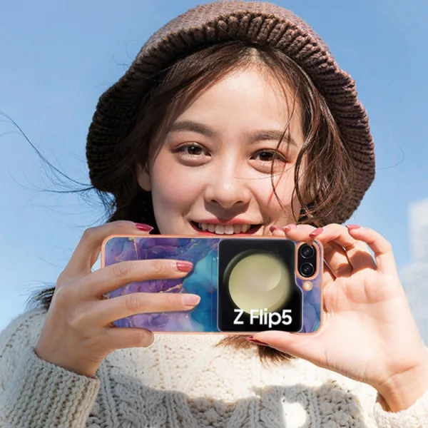 IMD MARBLE Ochranný kryt Samsung Galaxy Z Flip5 5G BLUE