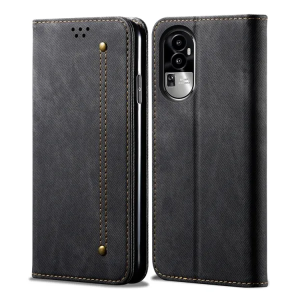 DENIM Peňaženkový kryt pre Oppo Reno10 5G / Reno10 Pro 5G čierny