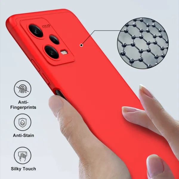 360° Ochranný kryt Xiaomi Redmi Note 12 5G červený