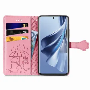 CUTE CAT Peňaženkový kryt Oppo Reno10 5G / Reno10 Pro 5G ružový