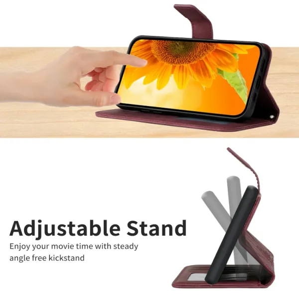 ART SUNFLOWER Peňaženkový obal pre Oppo A78 bordový
