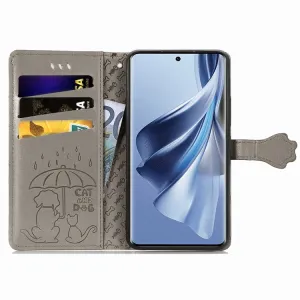 CUTE CAT Peňaženkový kryt Oppo Reno10 5G / Reno10 Pro 5G šedý