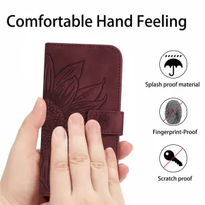 ART SUNFLOWER Peňaženkový obal pre Oppo A78 bordový