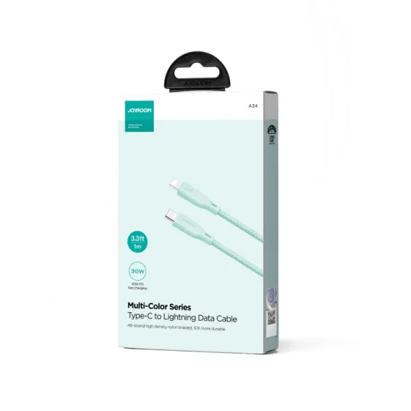 JOYROOM SA34-CL3 30W Kábel USB Typ-C / Lightning 1 meter zelený