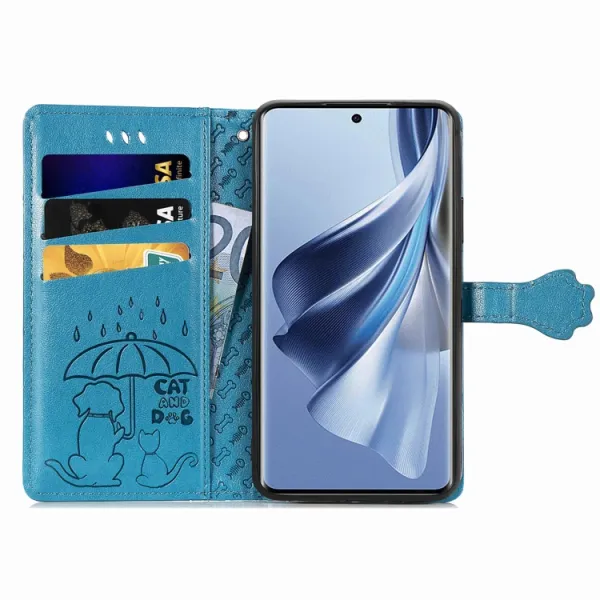 CUTE CAT Peňaženkový kryt Oppo Reno10 5G / Reno10 Pro 5G modrý