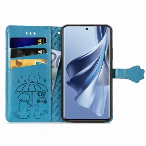 CUTE CAT Peňaženkový kryt Oppo Reno10 5G / Reno10 Pro 5G modrý