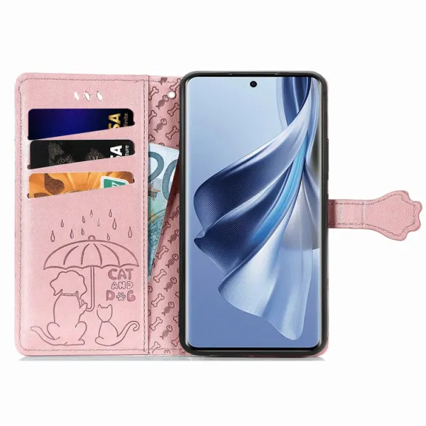 CUTE CAT Peňaženkový kryt Oppo Reno10 5G / Reno10 Pro 5G ružovozlatý