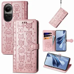 CUTE CAT Peňaženkový kryt Oppo Reno10 5G / Reno10 Pro 5G ružovozlatý