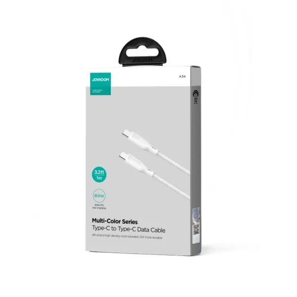 JOYROOM SA34-CC3 60W Kábel USB Typ-C / USB Typ-C 1 meter biely