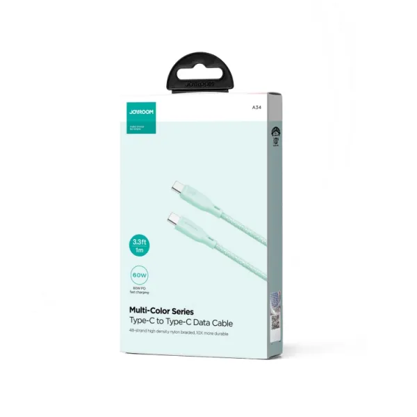 JOYROOM SA34-CC3 60W Kábel USB Typ-C / USB Typ-C 1 meter zelený