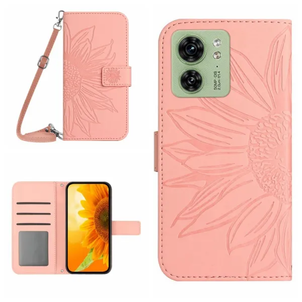 ART SUNFLOWER Peňaženkové puzdro s remienkom Motorola Edge 40 ružový