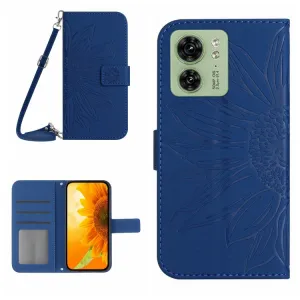 ART SUNFLOWER Peňaženkové puzdro s remienkom Motorola Edge 40 modrý