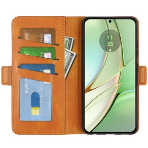 SIDE Peňaženkové puzdro pre Motorola Edge 40 svetlohnedé