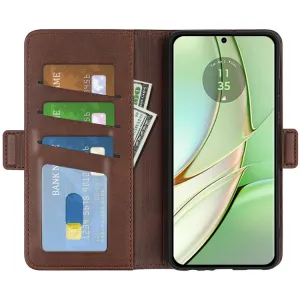 SIDE Peňaženkové puzdro pre Motorola Edge 40 tmavohnedé
