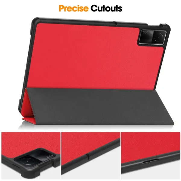 LEATHER Zaklápací kryt pre Xiaomi Redmi Pad SE červený