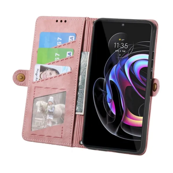 GEOM Peňaženkové puzdro pre Motorola Edge 40 Pro ružové
