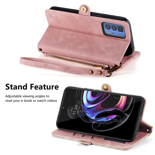 GEOM Peňaženkové puzdro pre Motorola Edge 40 Pro ružové