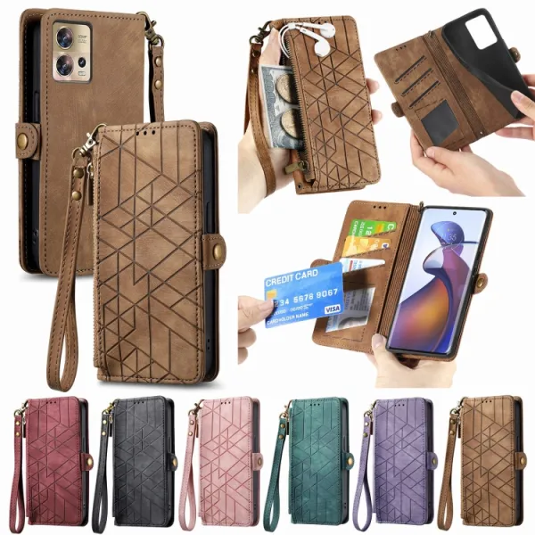 GEOM Peňaženkové puzdro pre Motorola Edge 40 Pro hnedé