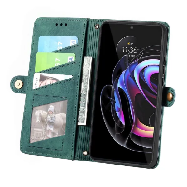 GEOM Peňaženkové puzdro pre Motorola Edge 40 Pro zelené