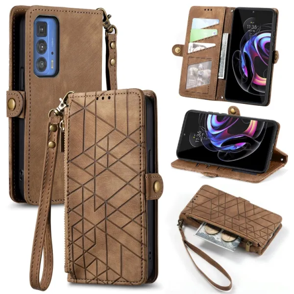 GEOM Peňaženkové puzdro pre Motorola Edge 40 Pro hnedé