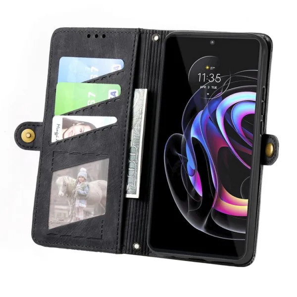 GEOM Peňaženkové puzdro pre Motorola Edge 40 Pro čierne