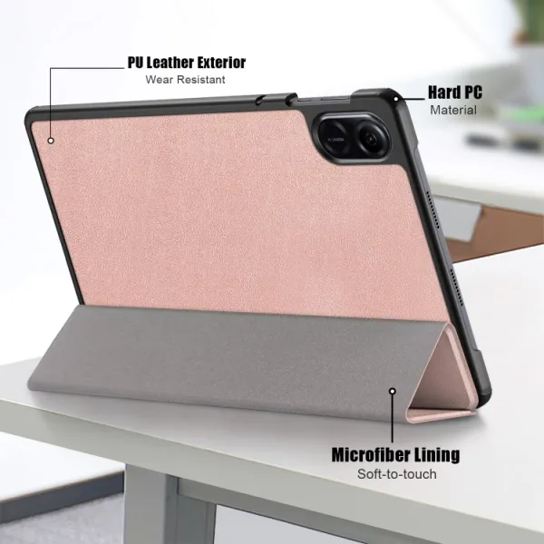 LEATHER Zaklápací kryt pre Honor Pad X9 ružovozlatý