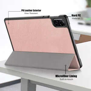 LEATHER Zaklápací kryt pre Honor Pad X9 ružovozlatý