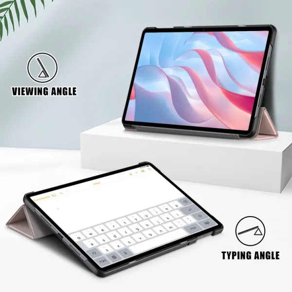 LEATHER Zaklápací kryt pre Honor Pad X9 ružovozlatý