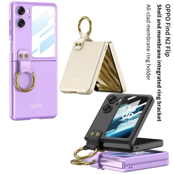 GKK CIRCLE Ochranný kryt s držiakom pre Oppo Find N2 Flip čierny
