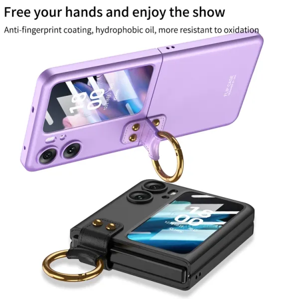 GKK CIRCLE Ochranný kryt s držiakom pre Oppo Find N2 Flip čierny