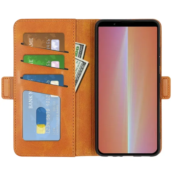 SIDE Peňaženkové puzdro pre Sony Xperia 5 V svetlohnedé