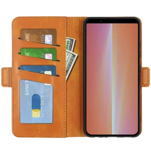 SIDE Peňaženkové puzdro pre Sony Xperia 5 V svetlohnedé
