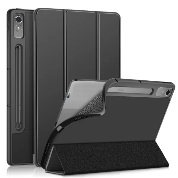 LEATHER Zaklápací kryt pre Lenovo Tab P12 čierny