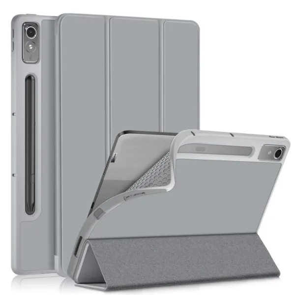 LEATHER Zaklápací kryt pre Lenovo Tab P12 šedý