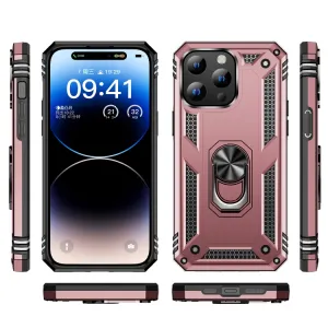 RING Obal s držiakom pre Apple iPhone 15 Plus ružový